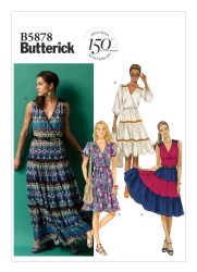 5878 EZ PULLOVER MOCK WRAP TIER DRESS SLVS OR NOT PATTERN 14-22